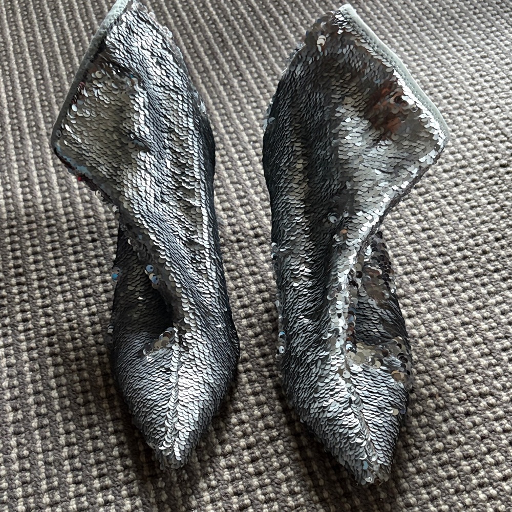 Silver Sequin Women's Booties